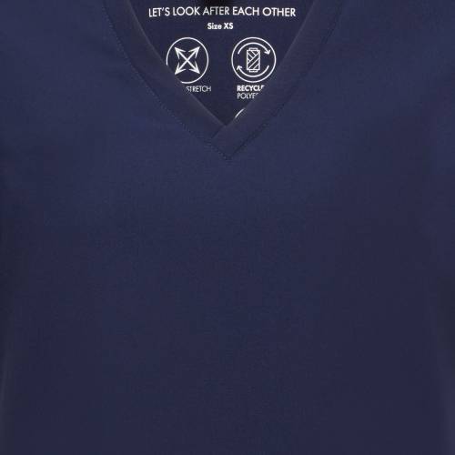 A close up of Onna by Premiers scrub tunic in Action Navy