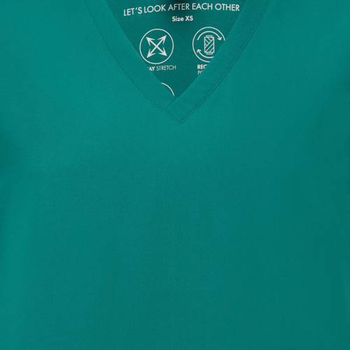 A close up of Onna by Premiers scrub tunic in Clean Green