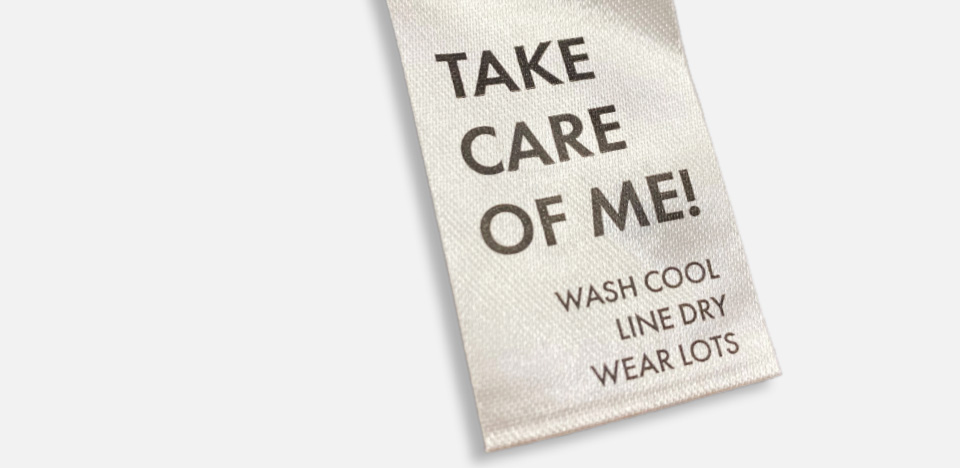 Clothing label showing wash care instructions